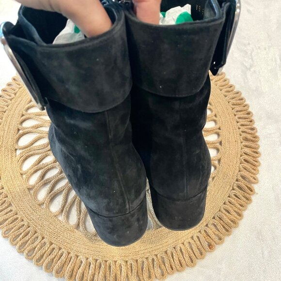 Saint Laurent Joplin Buckle Detail Boots Black Suede Size 40 - Picture 9 of 12